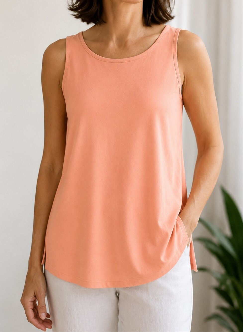 J Jill Wearever Collection Petite Medium Peach Draped Soft Stretch Top Travel